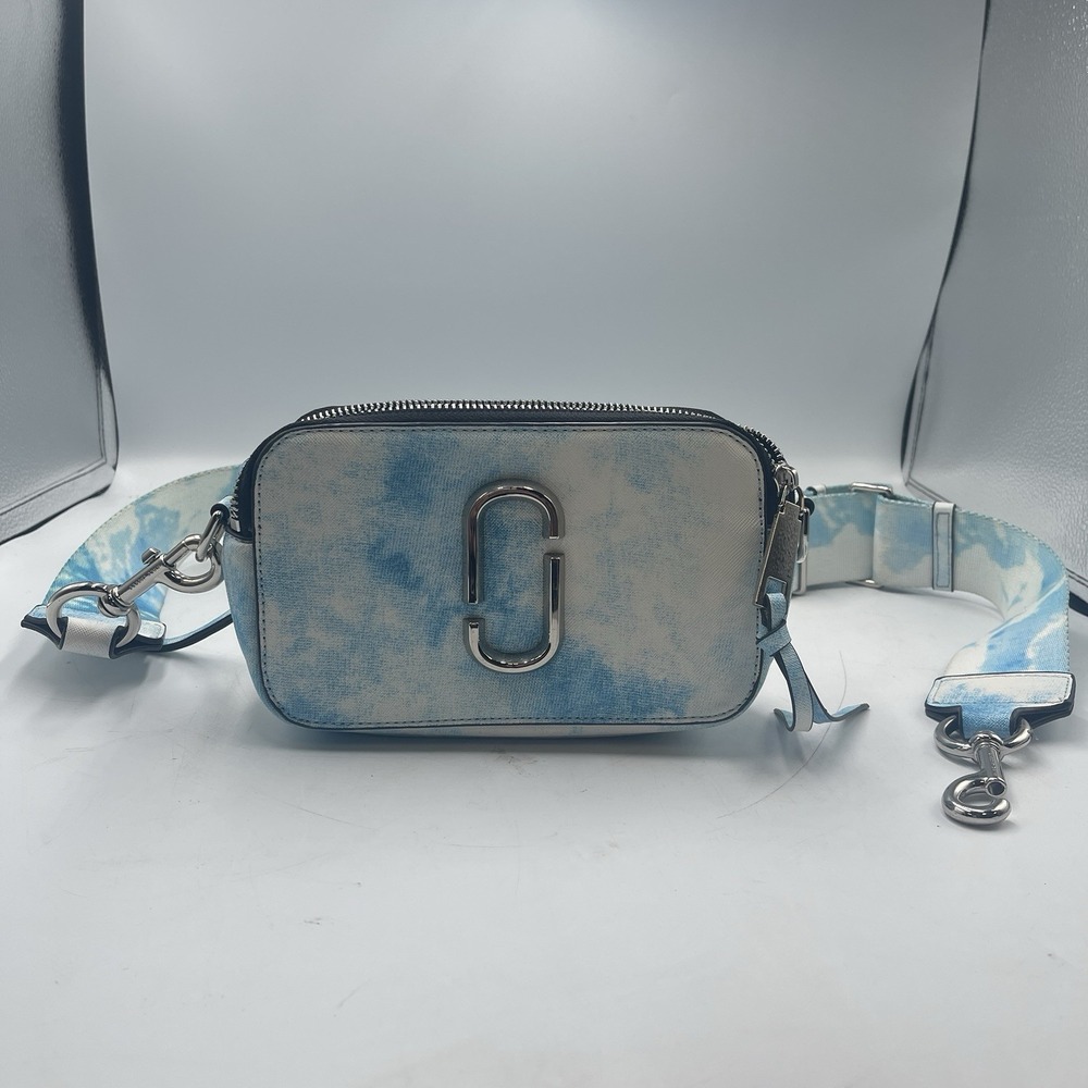 Marc Jacobs Snapshot Light Blue Crossbody Bag Detachable Strap Silver Hardware